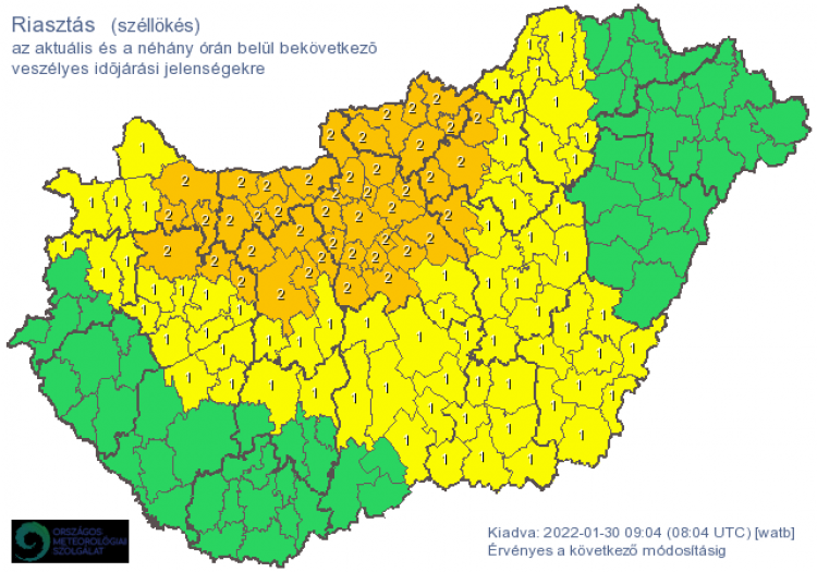Figyelem! Narancs riasztást adtak ki több megyére a szélvihar miatt