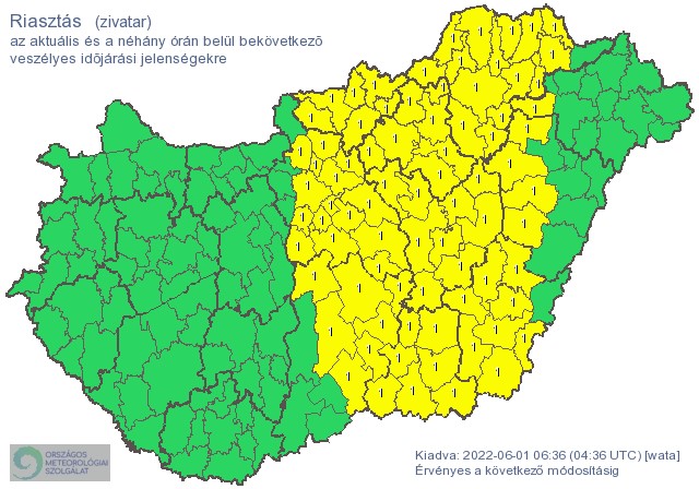 Riasztás van érvényben: zivatarokra, erős szélre és jégesőre kell számítani ebben az országrészben