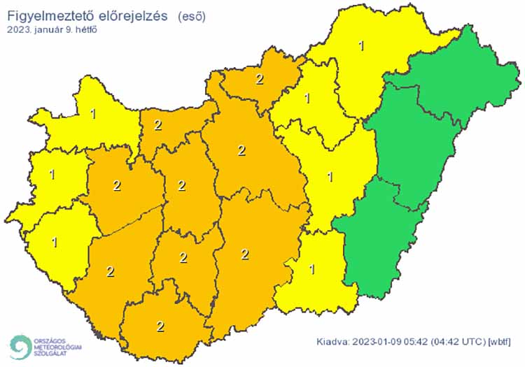 Időjárás: Hatalmas esőt kapunk! Másodfokú riasztást adtak ki 9 vármegyére