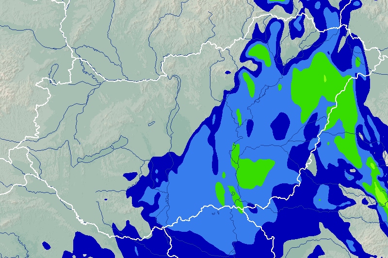 Térképeken a pénteki csapadékzóna útvonala